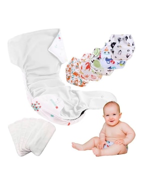 Pañal ecológico de tela Bluelander etapa 1 bebé unisex con 6 piezas