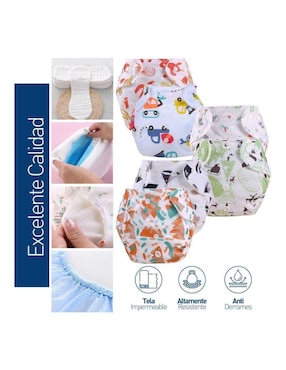Pañal ecológico de tela Bluelander etapa 1 bebé unisex con 6 piezas