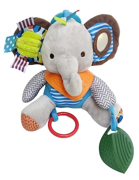 Juguete portátil Elefante didáctico con colgante, mordedera y sonaja Dara Baby