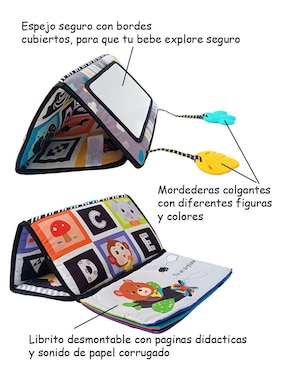 Juguete portátil Tapete con Espejo, Mordedera y Libro Montessori Dara Baby