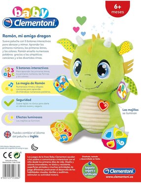 Peluche de Dragón Baby Clementoni de 26 cm