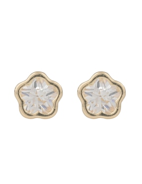 Broqueles de flor Mon Caramel de oro con acabado brillante zirconia