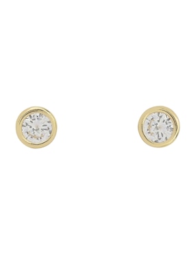 Broqueles Circulares Mon Caramel De Oro Amarillo 14 K Zirconia