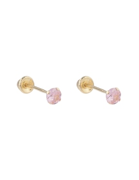 Broqueles circulares Mon Caramel de oro con acabado brillante zirconia