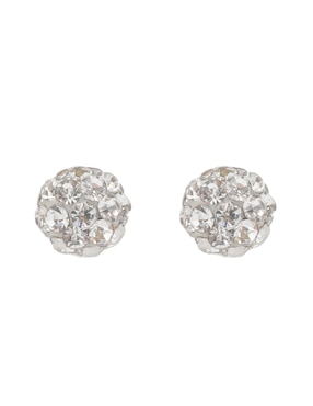 Broqueles redondos Mon Caramel de oro 14 K con acabado brillante zirconia