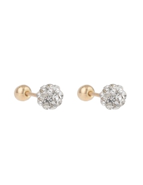 Broqueles redondos Mon Caramel de oro 14 K con acabado brillante zirconia