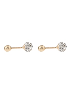 Broqueles redondos Mon Caramel de oro 14 K con acabado brillante zirconia