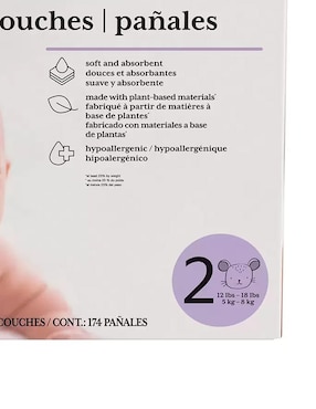 Pañales para bebé Kirkland Signature etapa 2 bebé unisex con 174 piezas