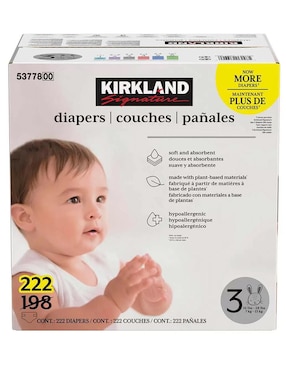 Pañales para bebé Kirkland Signature etapa 3 unisex con 222 piezas