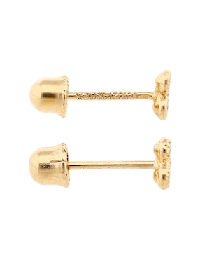 Broqueles de trébol Mon Caramel de oro amarillo 14 K con acabado brillante zirconia