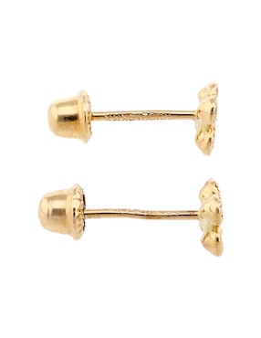 Broqueles Mon Caramel de oro amarillo 14 K con acabado brillante zirconia