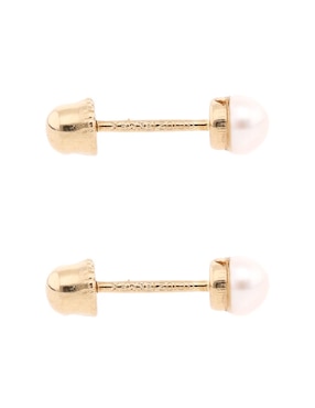 Broqueles redondos Mon Caramel de oro amarillo 18 K con acabado brillante perla