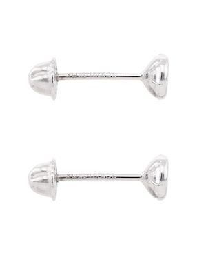 Broqueles Mon Caramel de oro blanco 14 k con acabado brillante zirconia