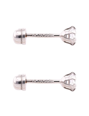 Broqueles Mon Caramel de oro blanco 14 K con acabado pavé zirconia