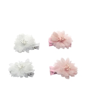 Set de 4 moños para cabello Mon Caramel con aplicación de flor