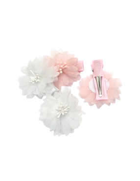 Set de 4 moños para cabello Mon Caramel con aplicación de flor