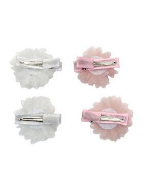 Set de 4 moños para cabello Mon Caramel con aplicación de flor