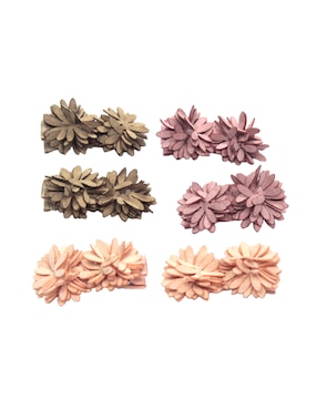 Set de 6 moños para cabello Mon Caramel con aplicación flor