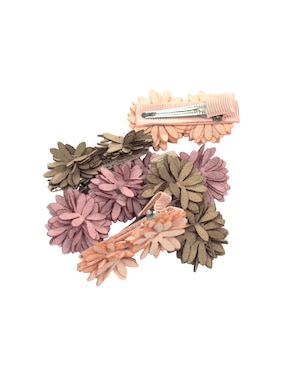 Set de 6 moños para cabello Mon Caramel con aplicación flor