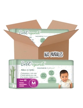 Pañales bebé Bambuorganik desechables etapa 3 unisex con 160 piezas