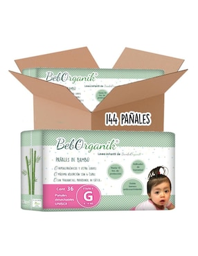 Pañales para bebé Bambuorganik desechables etapa 4 unisex con 144 piezas