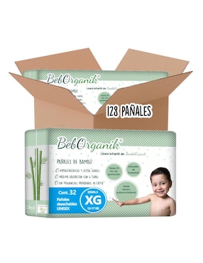 Pañales bebé Bambuorganik desechables etapa 5 unisex con 128 piezas