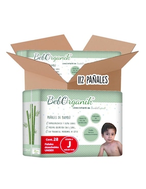 Pañales bebé Bambuorganik desechables etapa 6 unisex con 112 piezas