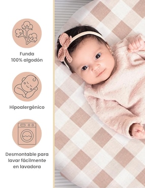 Cojín de lactancia nap Gingham beige