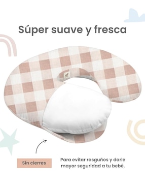 Cojín de lactancia nap Gingham beige