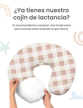 Cojín de lactancia nap Gingham beige