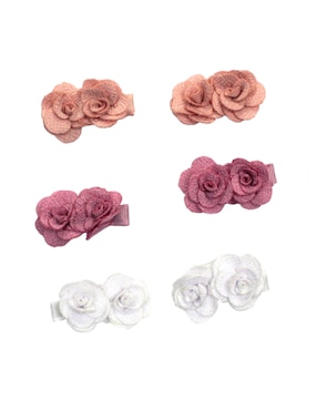 Set de 6 moños para cabello Mon Caramel con aplicación flor