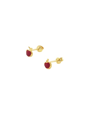 Broqueles de manzana Mon Caramel de oro 14 k con acabado pulido