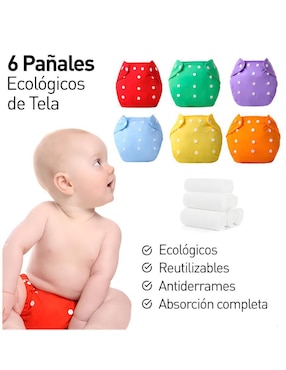 Pañal ecológico de tela Xtellar etapa 2 Unisex con 6 piezas