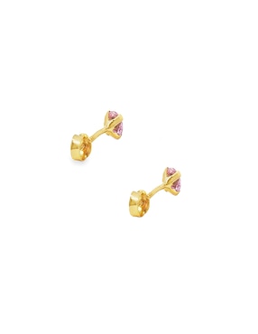 Broqueles redondos Mon Caramel de oro 14 k con acabado pulido zirconia