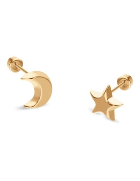 Broqueles Stellina de oro amarillo 14 k con acabado liso