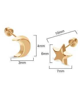 Broqueles Stellina de oro amarillo 14 k con acabado liso