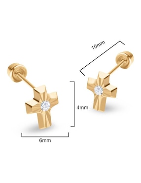 Broqueles de cruz Stellina de oro 14 K zirconia