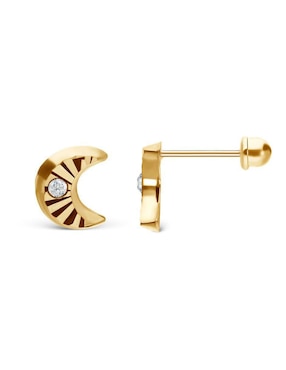 Broqueles de luna Stellina de oro 14 k con acabado texturizado Zirconia