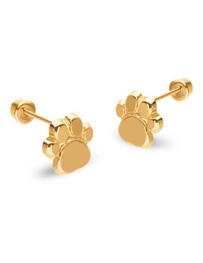 Broqueles de huella Stellina de oro 14 K con acabado liso