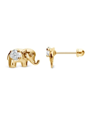Broqueles de elefante Stellina de oro 14 K con acabado texturizado zirconia