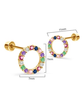 Broqueles circulares Stellina de oro 14 K con acabado pavé zirconia