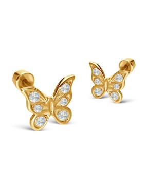Broqueles de mariposa Stellina de oro 14 k zirconia