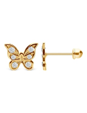 Broqueles de mariposa Stellina de oro 14 k zirconia