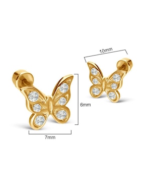 Broqueles de mariposa Stellina de oro 14 k zirconia