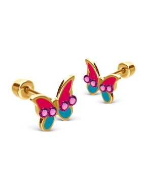 Broqueles de mariposa Stellina de oro 14 k zirconia