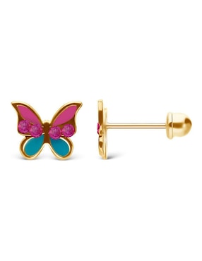 Broqueles de mariposa Stellina de oro 14 k zirconia