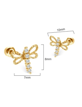 Broqueles de libélula Stellina de oro 14 K con acabado texturizado zirconia