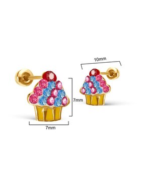 Broqueles de cupcake Stellina de oro 14 K con acabado esmaltado zirconia