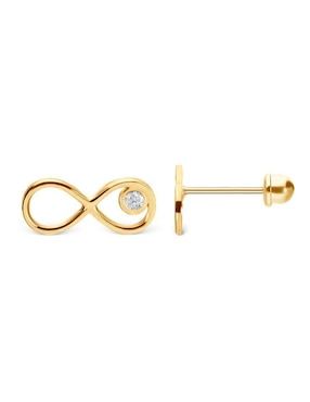 Broqueles de infinito Stellina de oro 14 k con acabado liso zirconia