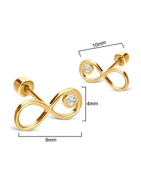 Broqueles de infinito Stellina de oro 14 k con acabado liso zirconia